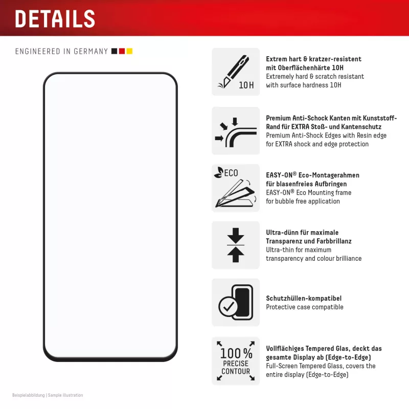 Protector de pantalla premium Displex (cobertura total, 10H) para Samsung Galaxy A56, marco de montaje Eco, cobertura total