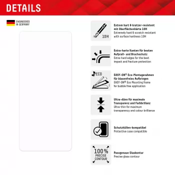 Protector de pantalla Displex (10H) para Google Pixel 8a, marco de montaje Eco, resistente a arañazos