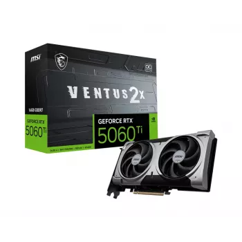 Tarjeta gráfica MSI GeForce RTX 5060 Ti 16 GB GDDR7, PCIe 5.0, 128 bits, 2602 MHz boost, 180 W, 2 ventiladores