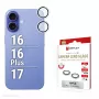 Displex Premium cristal de lente de cámara, iPhone 16/16 Plus/17 cristal, 10H, Single Rings, DLC, transparente, Quick Mount