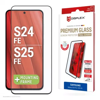 Lámina protectora de pantalla Displex Premium (Full Cover, 10H) para Samsung Galaxy S25 FE/S24 FE, marco de montaje Eco, cobertura total