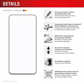 Lámina protectora de pantalla Displex Premium (Full Cover, 10H) para Samsung Galaxy S25 FE/S24 FE, marco de montaje Eco, cobertura total