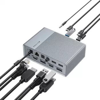 Hub de interfaces Targus HDG215-EUZ USB 3.2 Gen 2 (3.1 Gen 2) Type-C Plata
