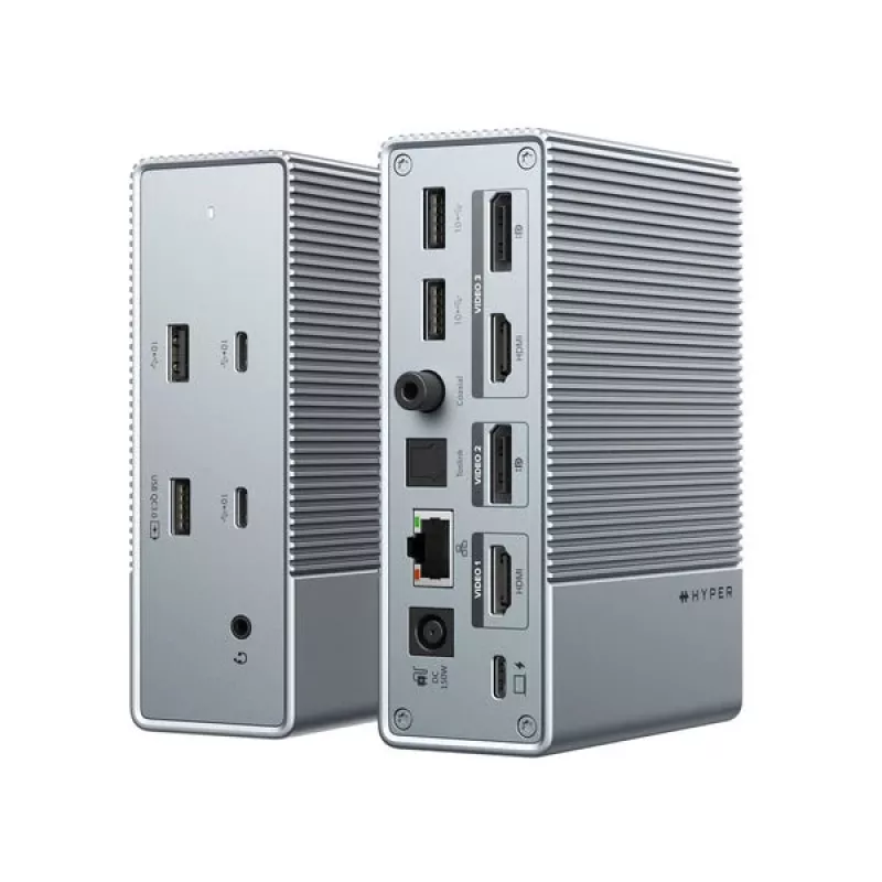 HyperDrive GEN2 HDG215-EUZ estación de acoplamiento USB-C 15-in-1, 2x HDMI, 2x DisplayPort, 100W Power Delivery, plateada