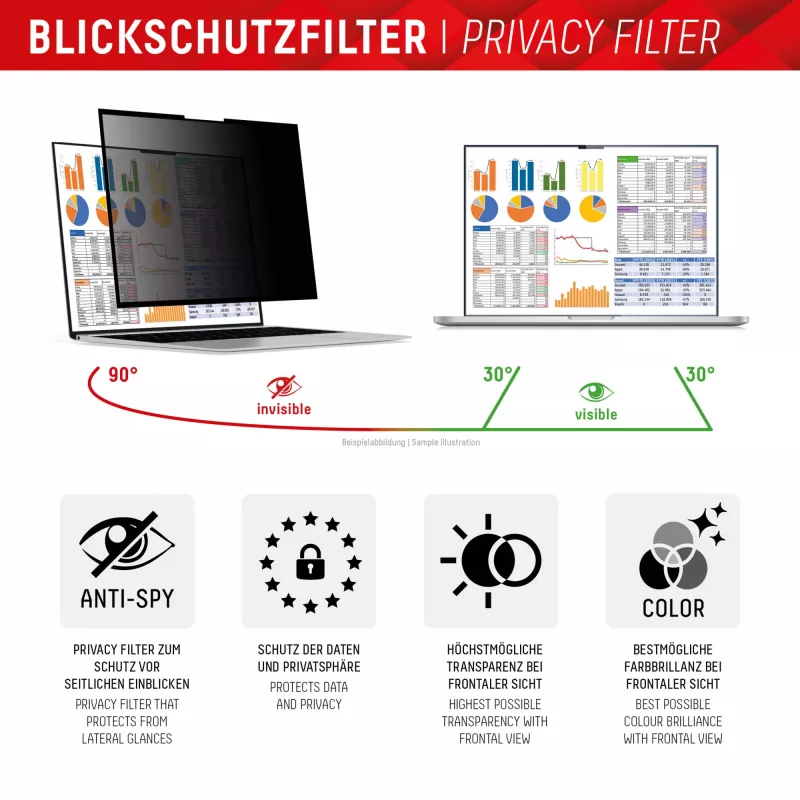 Displex PRIVACY SAFE filtro de privacidad extraíble de 2 vías para portátil/notebook (sin marco/frameless) 15,6