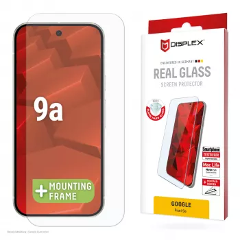 Displex protector de pantalla (10H) para Google Pixel 9a, marco de montaje Eco, resistente a arañazos
