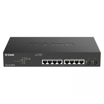 Conmutador de red D-Link DGS-1100-10MPV2 Gestionado L2 Gigabit Ethernet (10/100/1000) Power over Ethernet (PoE) 1U Negro