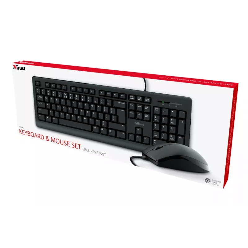 Teclado y ratón Trust Primo incluidos Oficina USB Alemán Negro