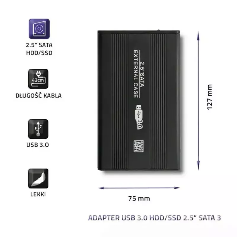 Carcasa para HDD/SSD QOLTEC 51861 para unidades SATA3 de 2,5
