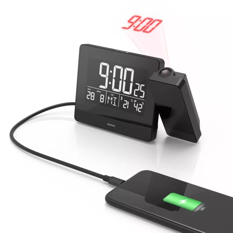 Despertador digital Hama Plus Charge negro