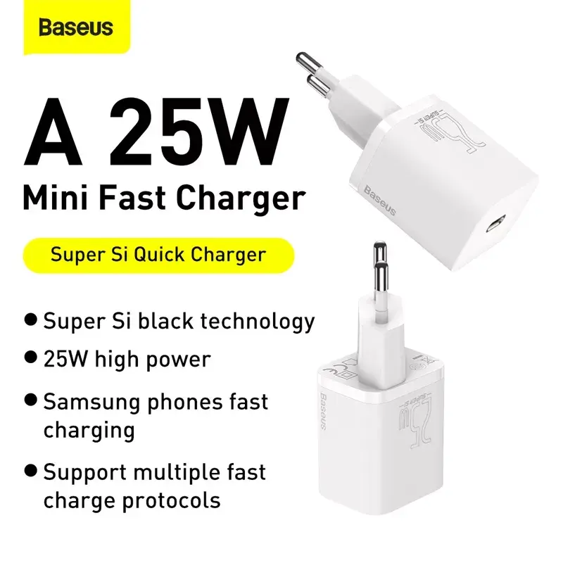 Cargador de interior Baseus Super Si blanco carga rápida 12V 1xUSB-C