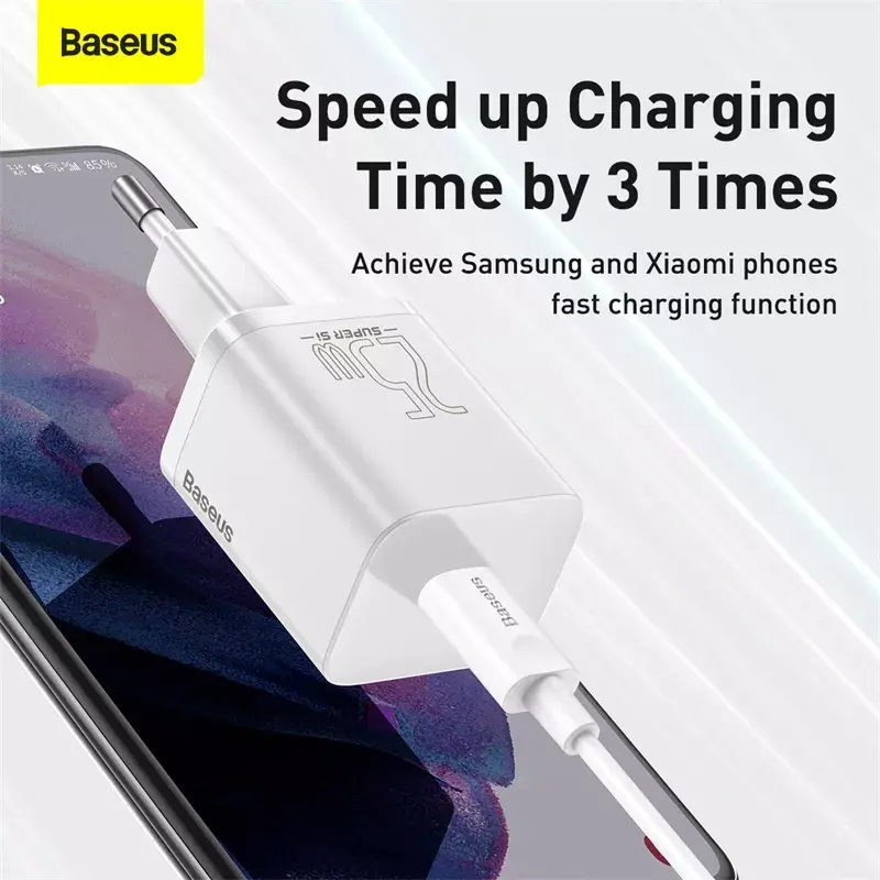 Cargador de interior Baseus Super Si blanco carga rápida 12V 1xUSB-C