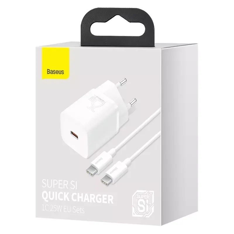 Cargador de interior Baseus Super Si blanco carga rápida 12V 1xUSB-C