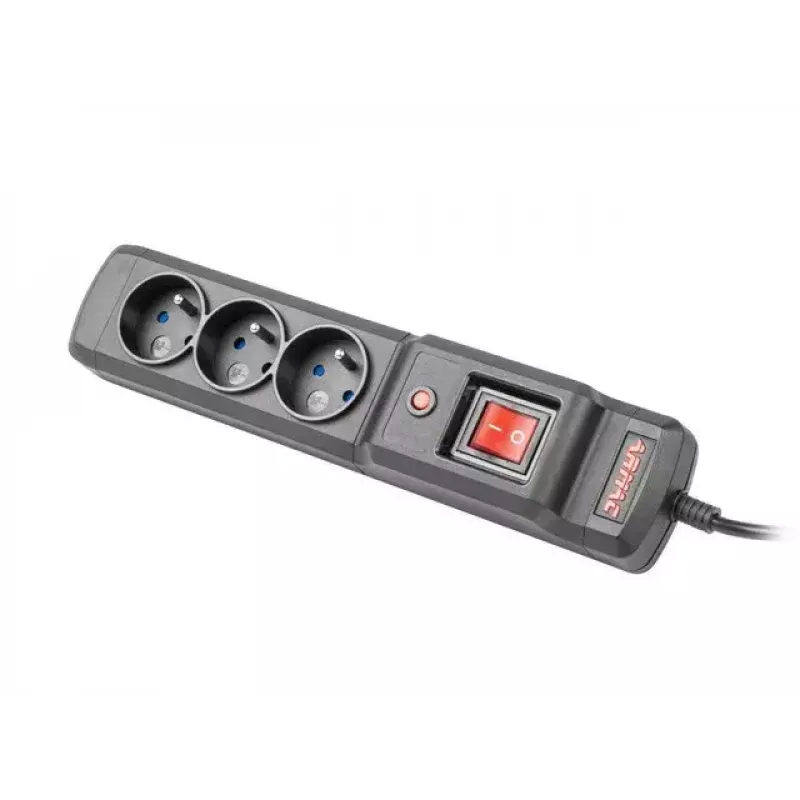 Regleta de enchufes ARMAC Multi M3 — 3 tomas, cable de 5 m, negra
