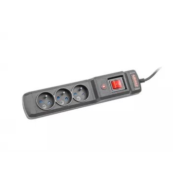 Regleta de enchufes ARMAC Multi M3 — 3 tomas, cable de 5 m, negra
