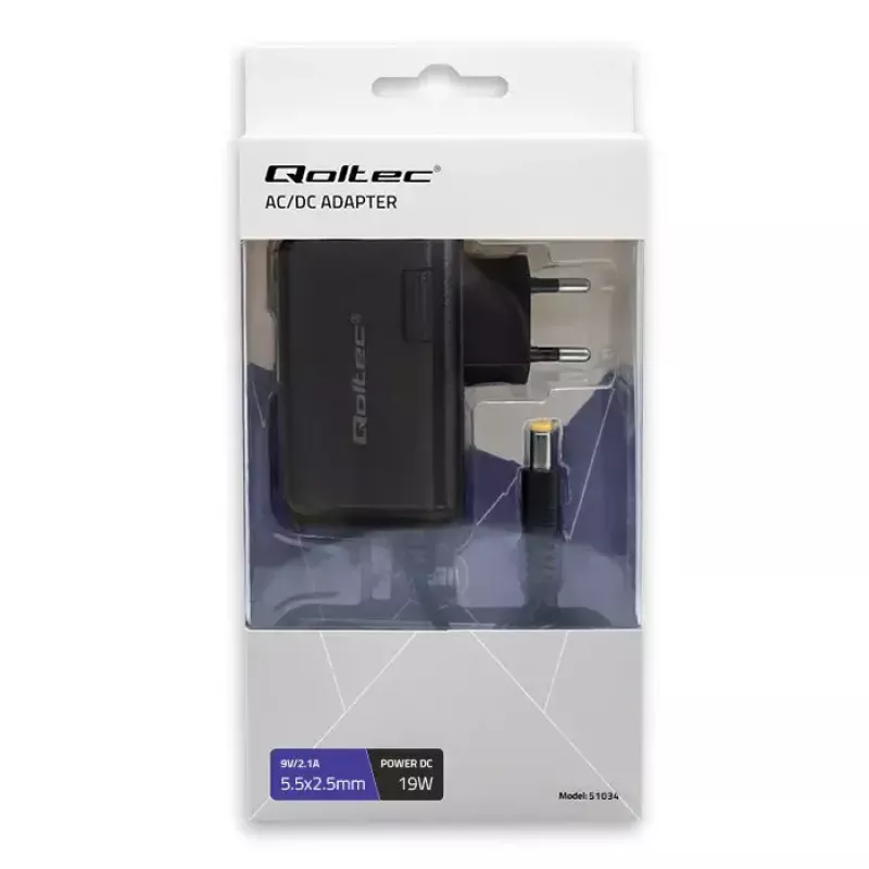 Fuente de alimentación Qoltec 51034 Interior 19W Negro 220-240V