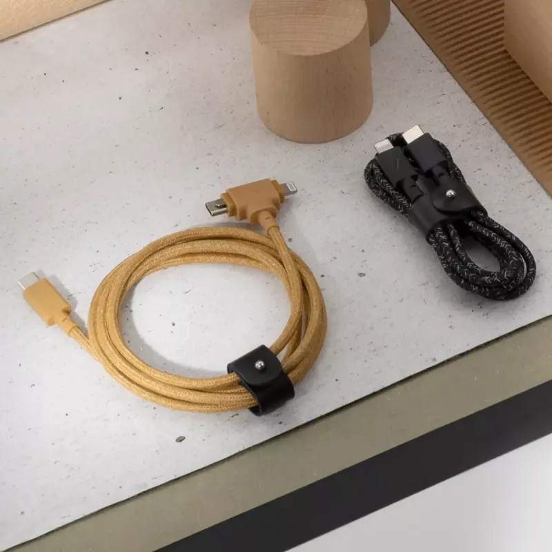 Cable USB Native Union Belt Cable Duo 1,5 m USB-C a USB-C/Lightning Amarillo