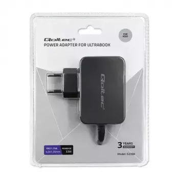Cargador Qoltec 52408 Indoor AC portátil 19V 2.1A negro