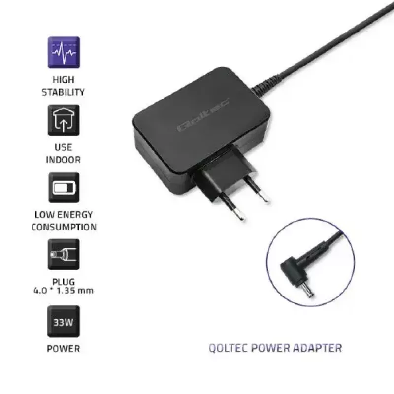 Cargador Qoltec 52408 Indoor AC portátil 19V 2.1A negro