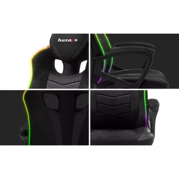 Silla gaming huzaro Force 2.5 RGB Mesh — malla transpirable, iluminación RGB, altura ajustable, reclinable, capacidad de carga 130 kg
