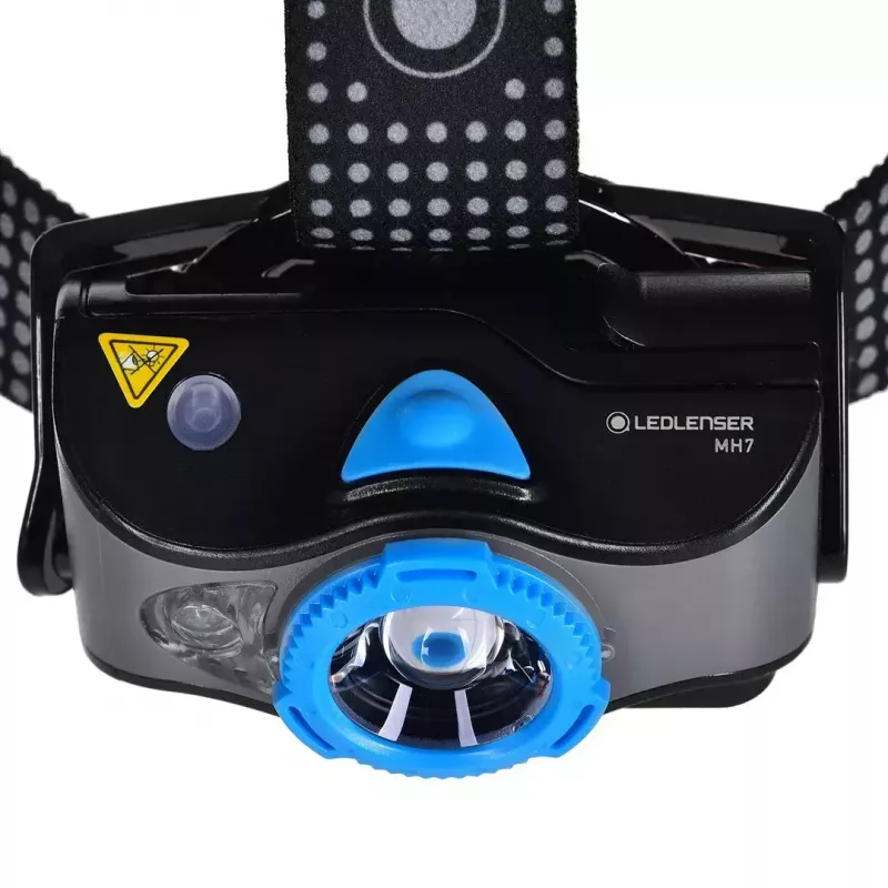 Linterna frontal Ledlenser MH7 negra azul — linterna frontal LED recargable, 400 lúmenes, batería integrada
