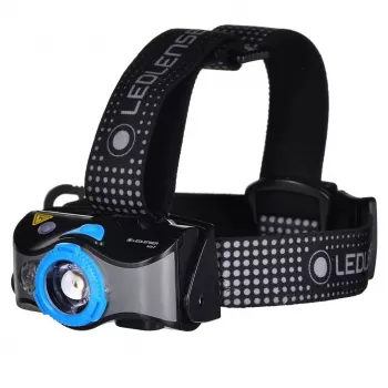 Linterna frontal Ledlenser MH7 negra azul — linterna frontal LED recargable, 400 lúmenes, batería integrada