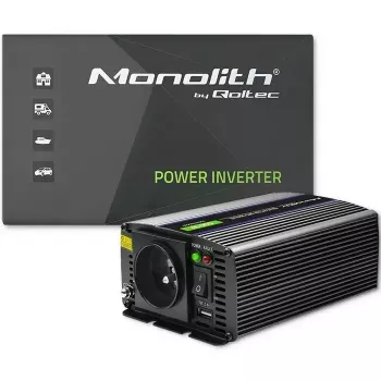 Convertidor de tensión QOLTEC Monolith 600 MS Wave 12V a 230V 600W, onda pura/sinusoidal o modificada según se indique