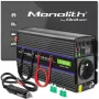 Inversor QOLTEC Monolith 600 W — 12 V a 230 V, USB PD 18 W, coche/interior, negro