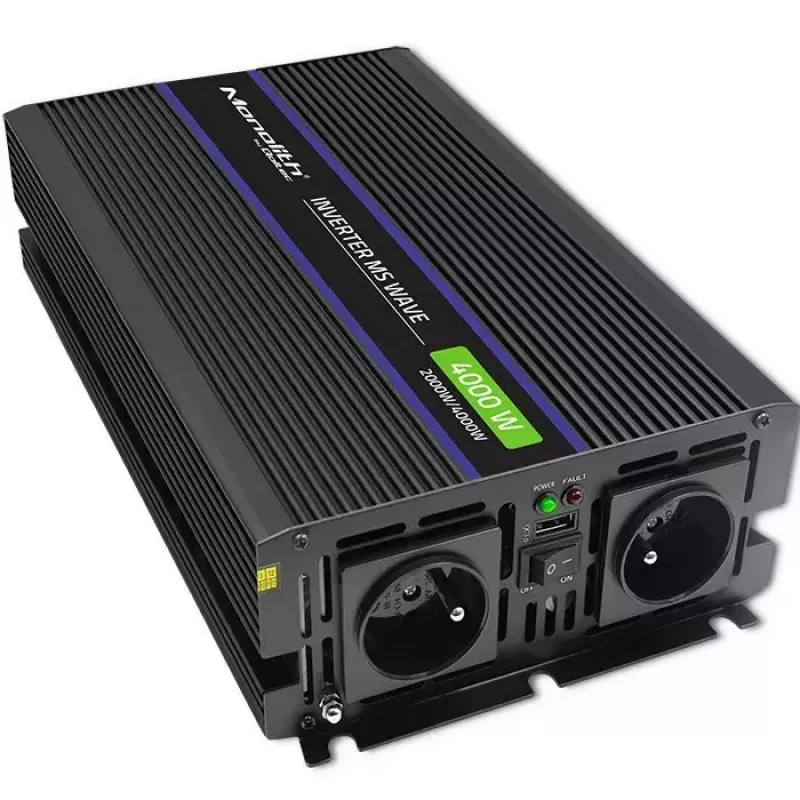 Convertidor de tensión QOLTEC Monolith 4000 MS Wave 12V a 230V 2000/4000W con USB