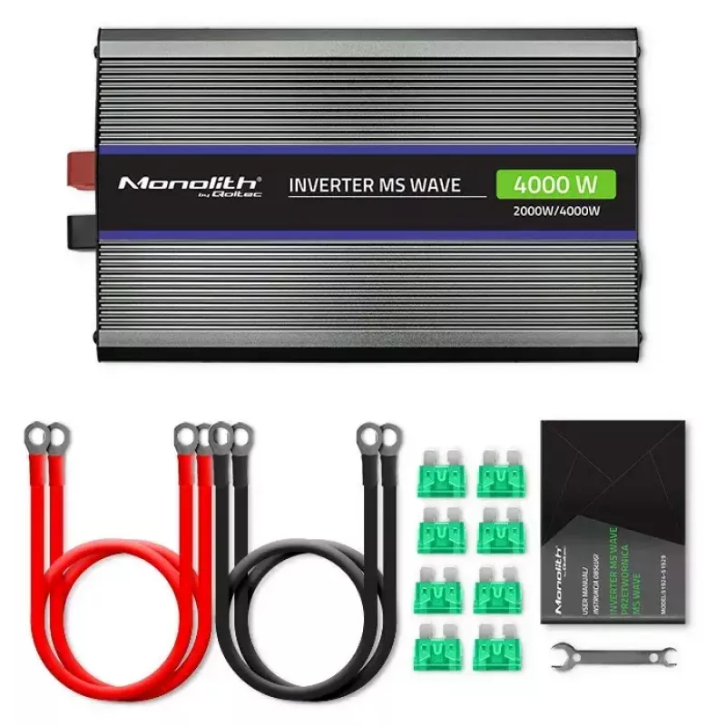 Convertidor de tensión QOLTEC Monolith 4000 MS Wave 12V a 230V 2000/4000W con USB