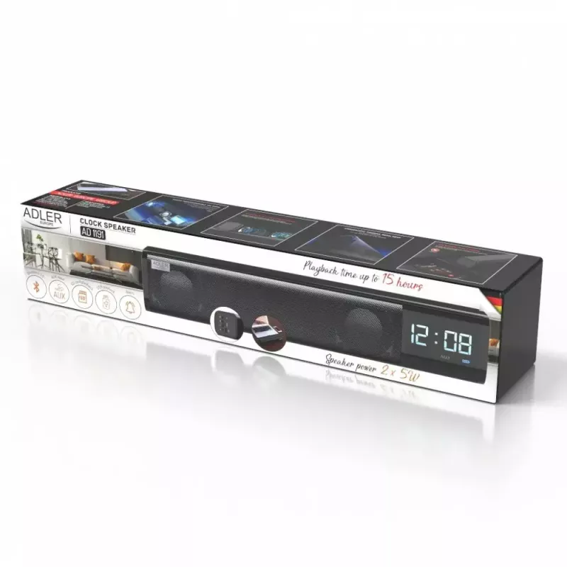 Altavoz Bluetooth portátil Adler AD 1191 5W, inalámbrico, compacto, negro