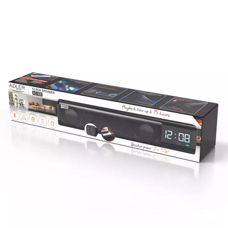 Altavoz Bluetooth portátil Adler AD 1191 5W, inalámbrico, compacto, negro