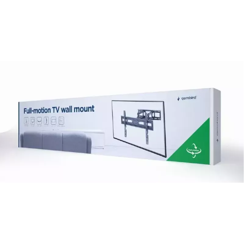 Gembird WM-80ST-03 soporte de pared para TV, inclinable y giratorio, 37-80 pulgadas, 40 kg, negro