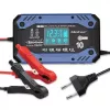 Cargador de batería de vehículo QOLTEC 52482 12/24 V 5/10 A con indicador LCD y conector Type-F