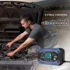 Cargador de batería de vehículo QOLTEC 52482 12/24 V 5/10 A con indicador LCD y conector Type-F