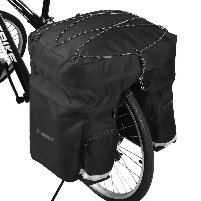 Bolsa de bicicleta Wozinsky WBB13BK 60L negra universal – bolsa para portaequipajes, capacidad 60 L