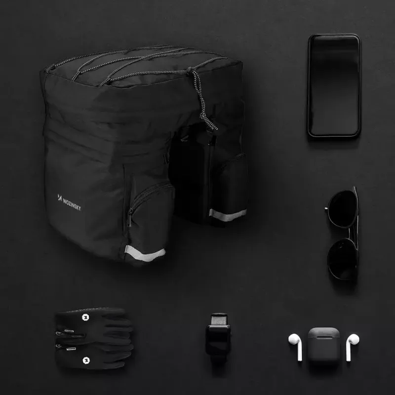 Bolsa de bicicleta Wozinsky WBB13BK 60L negra universal – bolsa para portaequipajes, capacidad 60 L