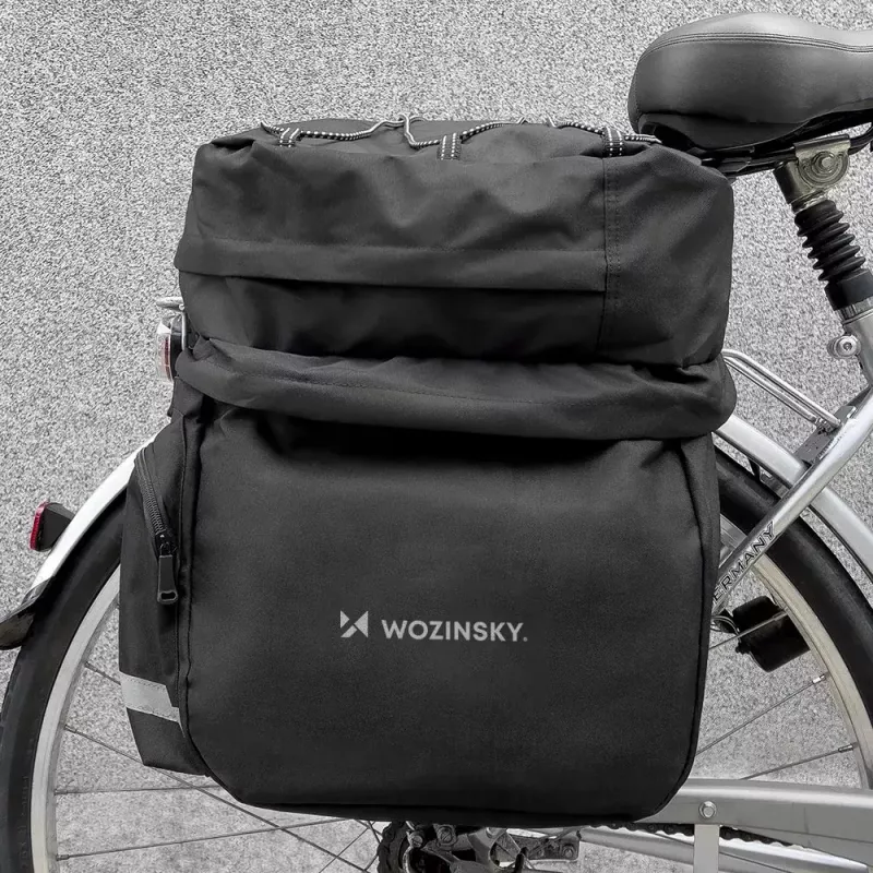 Bolsa de bicicleta Wozinsky WBB13BK 60L negra universal – bolsa para portaequipajes, capacidad 60 L