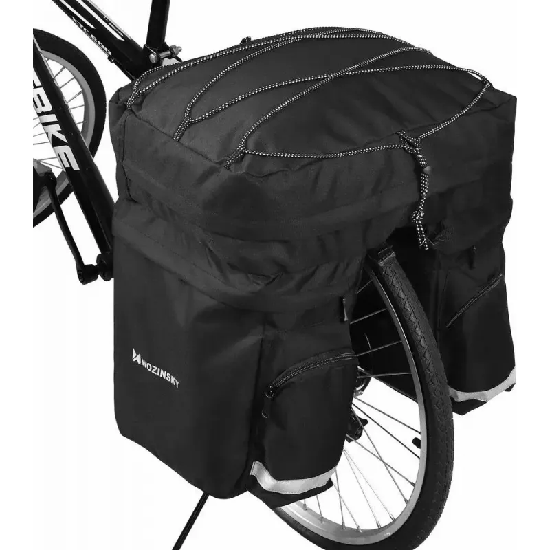 Bolsa de bicicleta Wozinsky WBB13BK 60L negra universal – bolsa para portaequipajes, capacidad 60 L