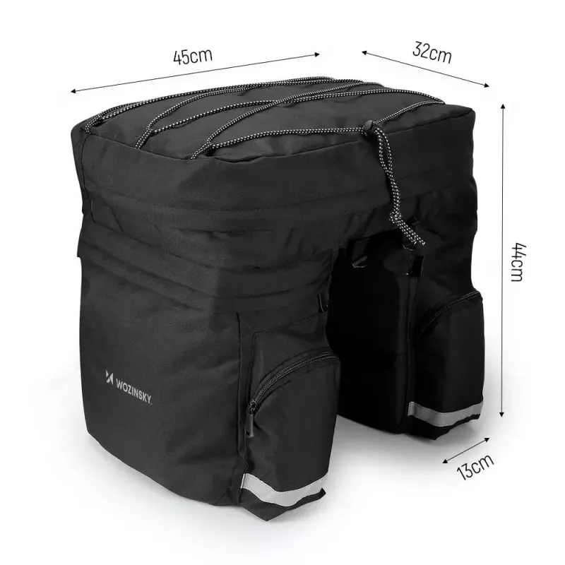 Bolsa de bicicleta Wozinsky WBB13BK 60L negra universal – bolsa para portaequipajes, capacidad 60 L