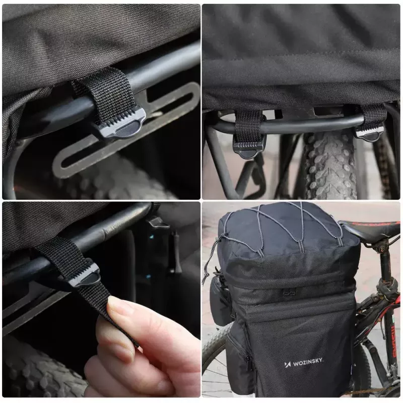 Bolsa de bicicleta Wozinsky WBB13BK 60L negra universal – bolsa para portaequipajes, capacidad 60 L