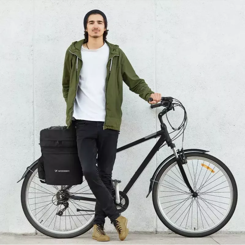 Bolsa de bicicleta Wozinsky WBB13BK 60L negra universal – bolsa para portaequipajes, capacidad 60 L