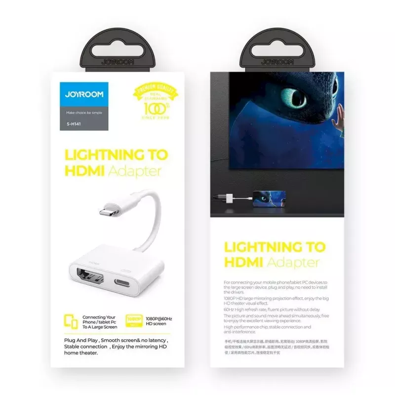 Adaptador Lightning a HDMI Joyroom S-H141 — Lightning (Apple) a HDMI FullHD 1080p 60 Hz, Blanco