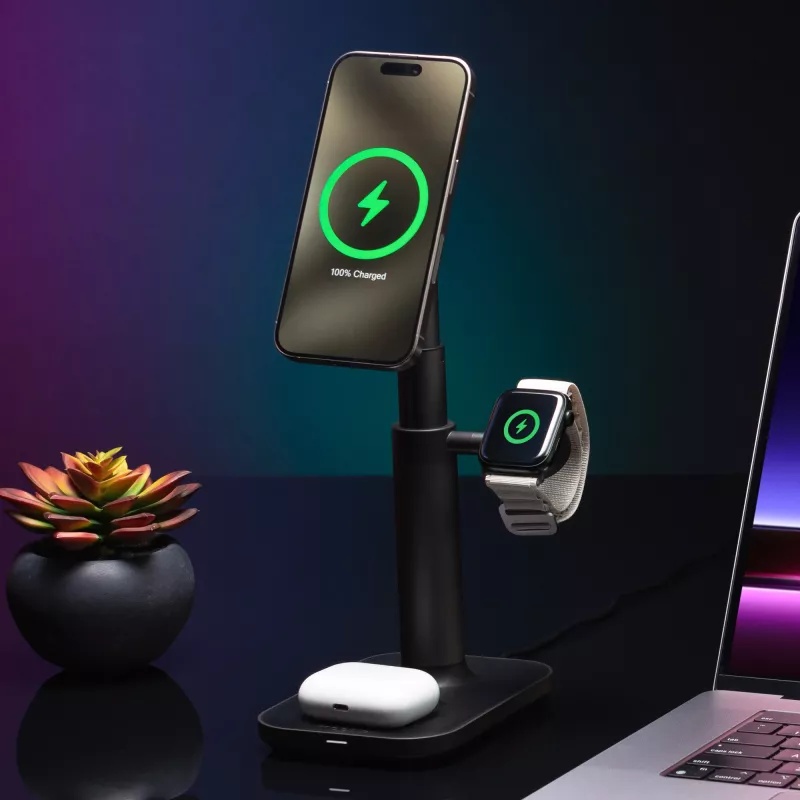 Soporte extensible 3 en 1 mophie MagSafe Cargador para interiores USB Smartphone Smartwatch Auriculares