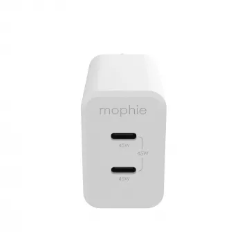 Accesorio mophie, adaptador de red – USB-C-PD-DUAL-45W-GAN – Blanco – EU (2x USB-C)