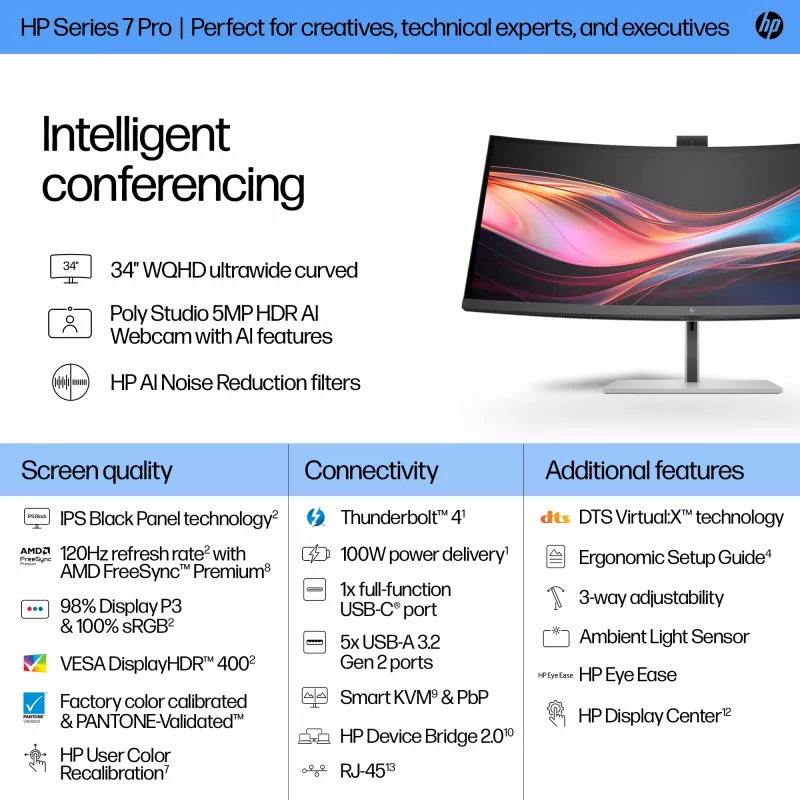 Monitor de conferencia HP Series 7 Pro 34 pulgadas WQHD - 734pm