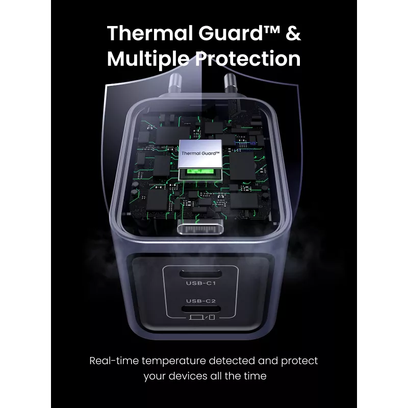 Cargador móvil Ugreen 35008 Universal Gris Carga rápida por CA para interiores