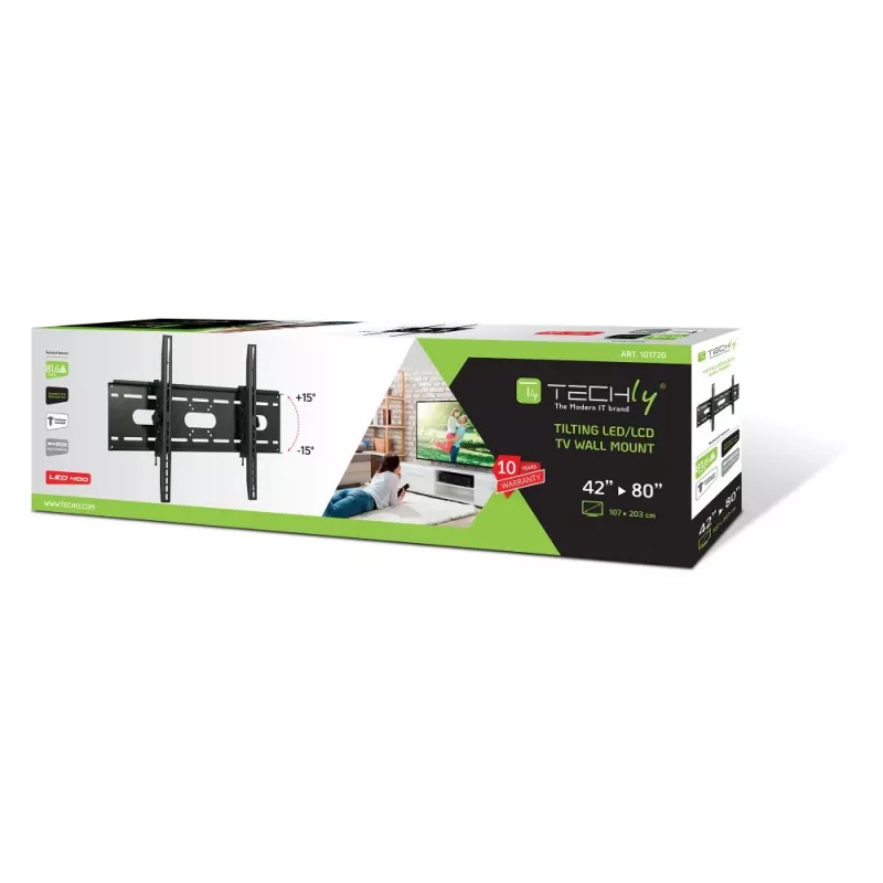 Soporte de pared inclinable Techly para TV LED LCD 42-80