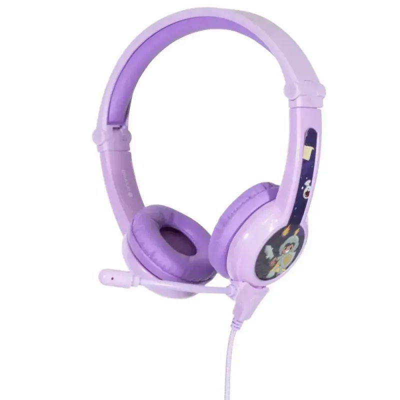 buddy phones Galaxy lila — auriculares over-ear para niños, diadema ajustable, volumen limitado