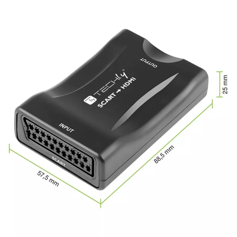 Techly IDATA SCART-HDMI3 conversor AV de Euro SCART a HDMI, 720p/1080p